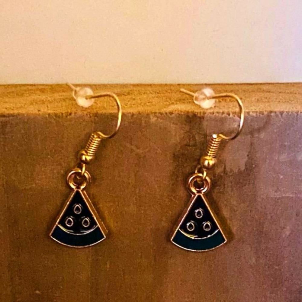 Black water melon earrings